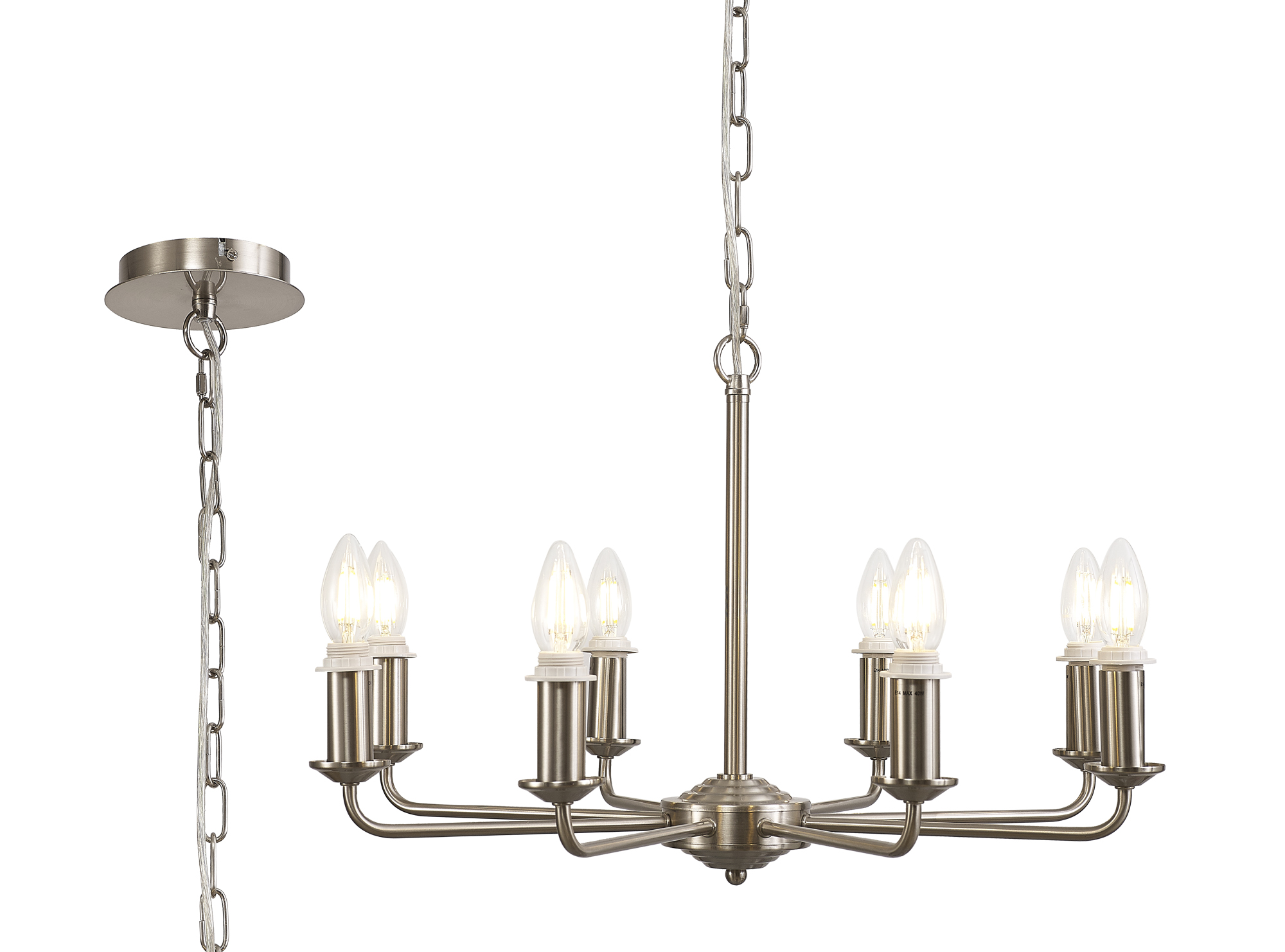 D0677  Banyan Pendant/Semi Flush 8 Light Satin Nickel